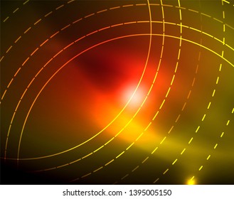 Leuchtende Kreise leuchten auf abstraktem Hintergrund. Vektorgrafik