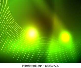 Los círculos brillantes brillan por el fondo abstracto. Ilustración del vector