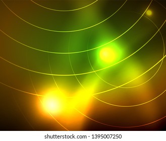 Shiny circles glowing abstract background. Vector illustration