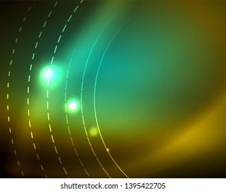 Shiny circles glowing abstract background. Vector illustration