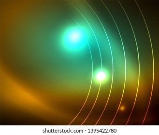 Shiny circles glowing abstract background. Vector illustration