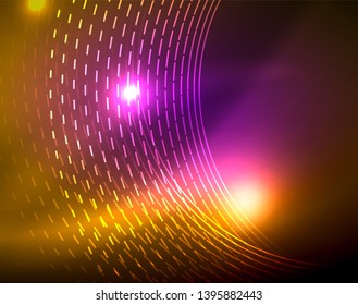Los círculos brillantes brillan por el fondo abstracto. Ilustración del vector