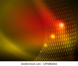 Shiny circles glowing abstract background. Vector illustration