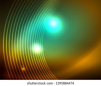 Shiny circles glowing abstract background. Vector illustration