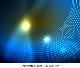 Los círculos brillantes brillan por el fondo abstracto. Ilustración del vector
