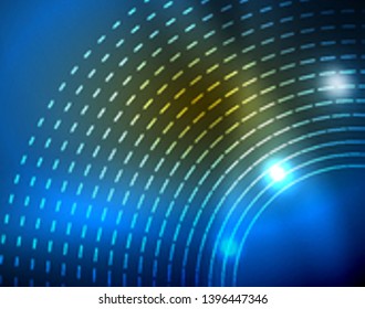 Los círculos brillantes brillan por el fondo abstracto. Ilustración del vector