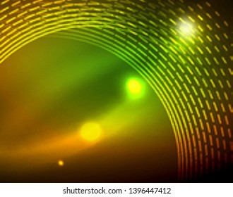 Los círculos brillantes brillan por el fondo abstracto. Ilustración del vector
