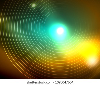 Shiny circles glowing abstract background. Vector illustration