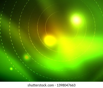 Leuchtende Kreise leuchten auf abstraktem Hintergrund. Vektorgrafik