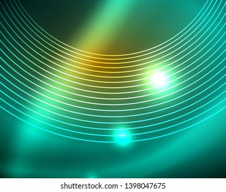Leuchtende Kreise leuchten auf abstraktem Hintergrund. Vektorgrafik