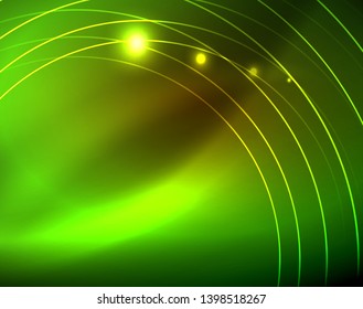 Los círculos brillantes brillan por el fondo abstracto. Ilustración del vector