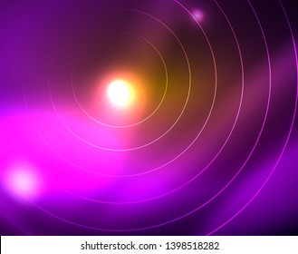 Los círculos brillantes brillan por el fondo abstracto. Ilustración del vector