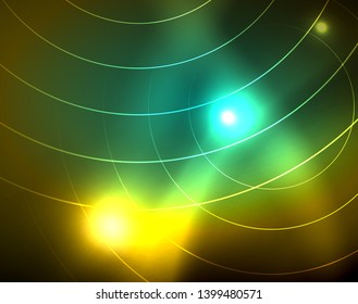 Shiny circles glowing abstract background. Vector illustration