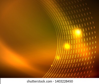 Los círculos brillantes brillan por el fondo abstracto. Ilustración del vector