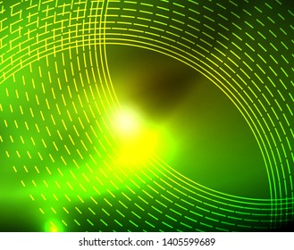Leuchtende Kreise leuchten auf abstraktem Hintergrund. Vektorgrafik