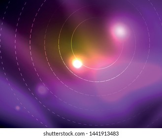 Leuchtende Kreise leuchten auf abstraktem Hintergrund. Vektorgrafik