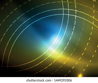 Los círculos brillantes brillan por el fondo abstracto. Ilustración del vector