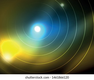 Los círculos brillantes brillan por el fondo abstracto. Ilustración del vector