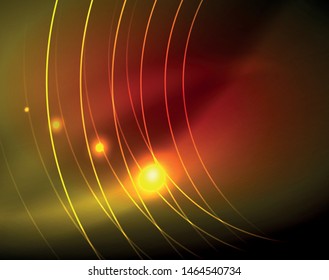 Los círculos brillantes brillan por el fondo abstracto. Ilustración del vector