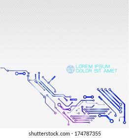 Shiny circuit technology concept with bright background, Vector illustration