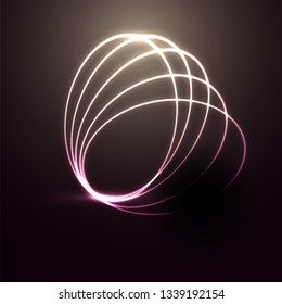 Shiny circular abstract with lighting effect on brown background.