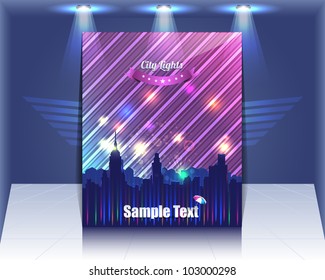 Shiny  Cityscape Lights Flyer Vector Template