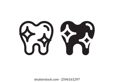 Shiny clean tooth black and white icon Vector