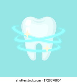 Shiny clean tooth, cute colorful vector icon illustration. Cartoon flat isolated image