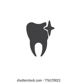 Shiny clean tooth icon vector, filled flat sign, solid pictogram isolated on white. Dental care symbol, logo illustration.