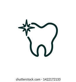 Shiny clean tooth line icon, outline vector sign, linear style pictogram isolated on white
