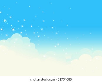 Shiny cloudscape. Vector illustration.