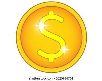 Shiny Coin. Abstract or game money - vector full color illustration. Metallic shiny and shining golden money with dollar sign.