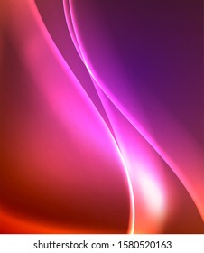Shiny color bright neon abstract wave template. Abstract bright light. Neon light glowing effect. Space background. Abstract shape. Shining space.