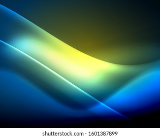 Shiny color bright neon abstract wave template. Abstract bright light. Neon light glowing effect. Space background. Abstract shape. Shining space.