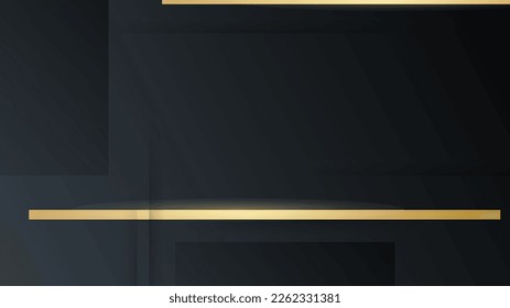 Shiny color gold wave design element with light effect on dark background