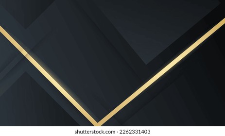 Shiny color gold wave design element with light effect on dark background