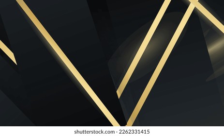 Shiny color gold wave design element with light effect on dark background