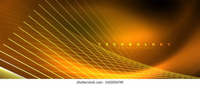 Shiny color neon light with lines, abstract wallpaper, shiny motion, magic space light. Vector techno abstract background