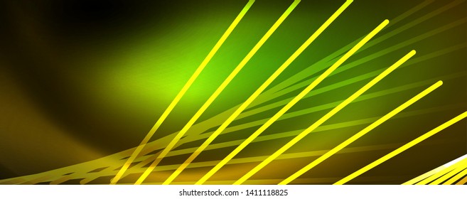 Shiny color neon light with lines, abstract wallpaper, shiny motion, magic space light. Vector techno abstract background