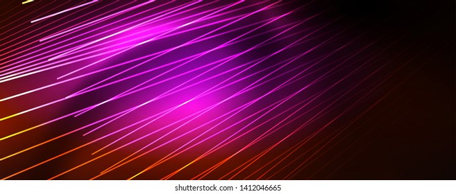 Shiny color neon light with lines, abstract wallpaper, shiny motion, magic space light. Vector techno abstract background