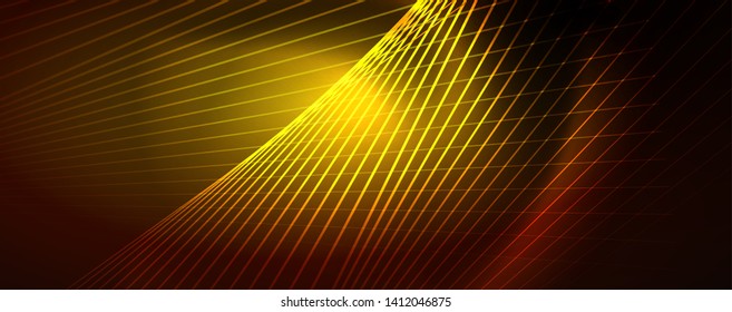 Shiny color neon light with lines, abstract wallpaper, shiny motion, magic space light. Vector techno abstract background