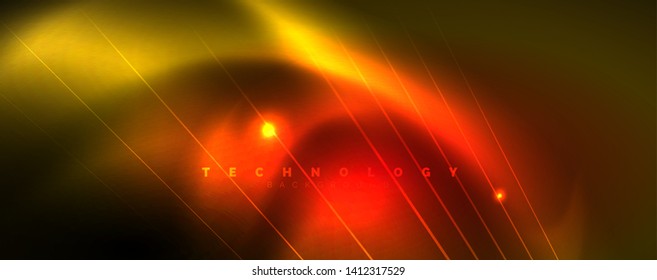 Shiny color neon light with lines, abstract wallpaper, shiny motion, magic space light. Vector techno abstract background