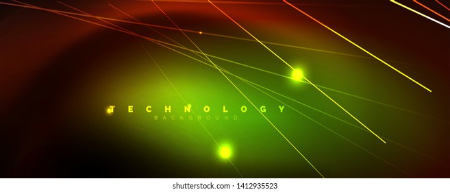 Shiny color neon light with lines, abstract wallpaper, shiny motion, magic space light. Vector techno abstract background