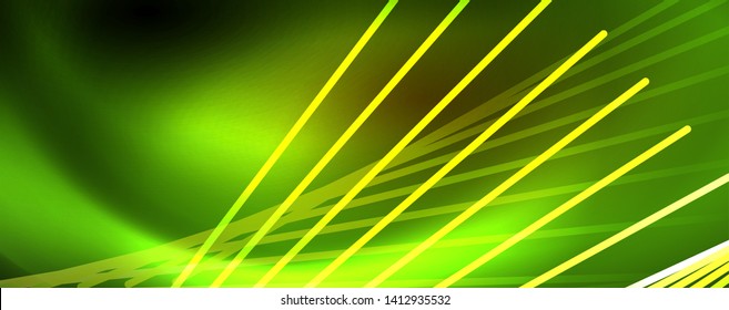 Shiny color neon light with lines, abstract wallpaper, shiny motion, magic space light. Vector techno abstract background