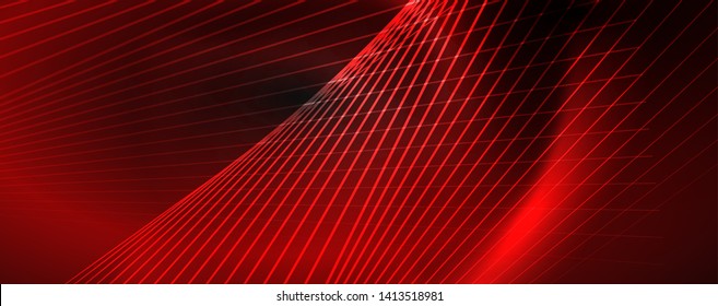 Shiny color neon light with lines, abstract wallpaper, shiny motion, magic space light. Vector techno abstract background