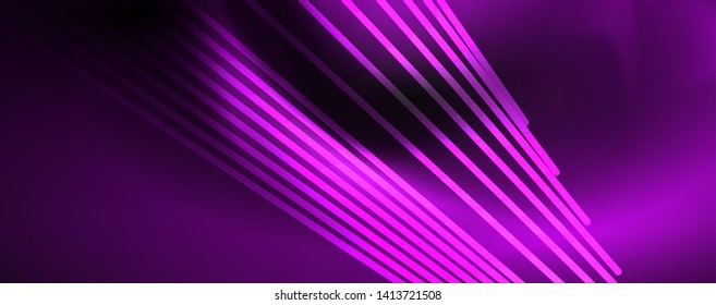 Shiny color neon light with lines, abstract wallpaper, shiny motion, magic space light. Vector techno abstract background