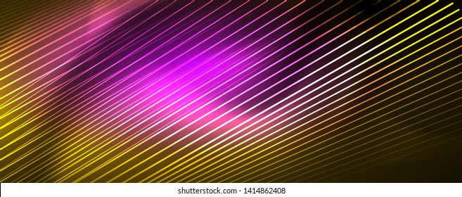 Shiny color neon light with lines, abstract wallpaper, shiny motion, magic space light. Vector techno abstract background