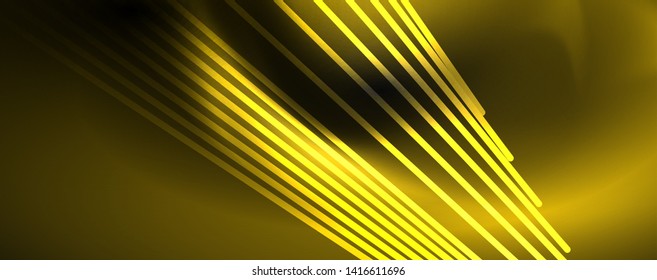 Shiny color neon light with lines, abstract wallpaper, shiny motion, magic space light. Vector techno abstract background