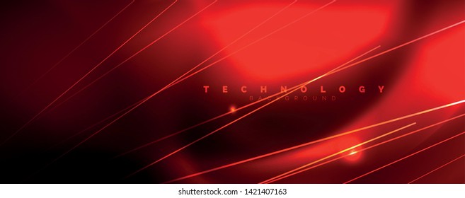 Shiny color neon light with lines, abstract wallpaper, shiny motion, magic space light. Vector techno abstract background