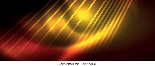 Shiny color neon light with lines, abstract wallpaper, shiny motion, magic space light. Vector techno abstract background